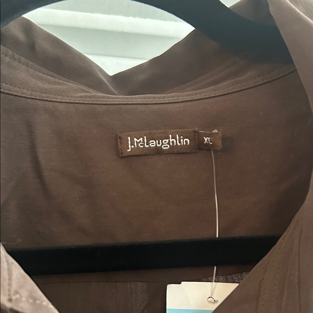 J. McLaughlin Chocolate Brown 100% Silk Shirt - Picture 2 of 5